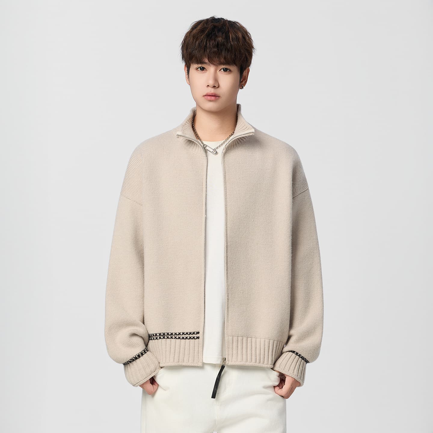 Home---Autumn new fashion men's stand-collar cardigan - group file first wave.