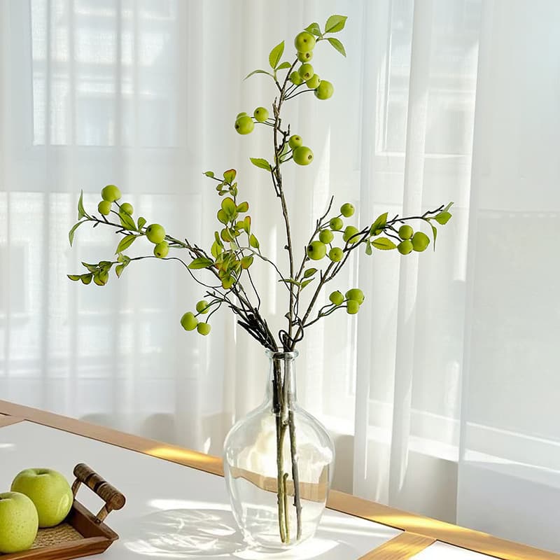 High-End Small Apple Artificial Flowers, Fresh Artificial Fruit, Home Hotel Restaurant Simple Glass Vase Decorative Ornament