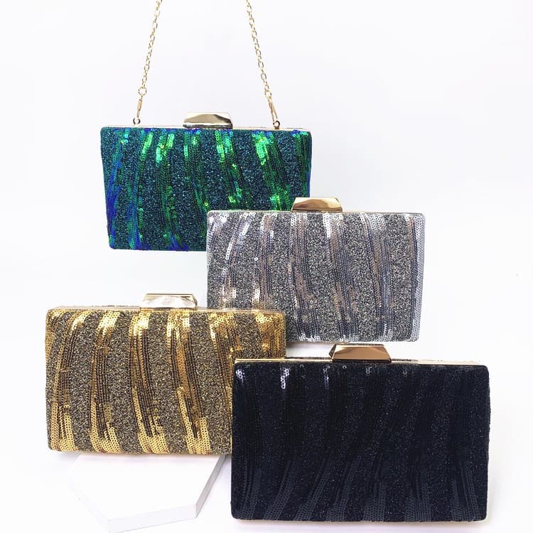 Cross-border European and American Striped Sequin Evening Bag Fashion Sequin Clutch Bag Factory Direct Sale Evening Bag clutch bag