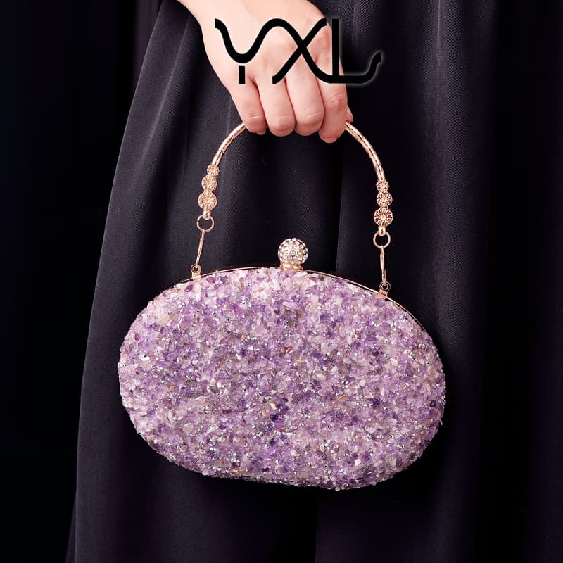 Cross-border diamond-encrusted evening bag, round diamond evening bag, handle cheongsam bag, foreign trade banquet bag, factory direct sales bags