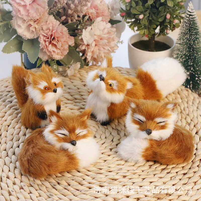 Realistic Small Fox Animal Model Static Display, Faux Fur Craft Gift Shop Souvenir Birthday Present