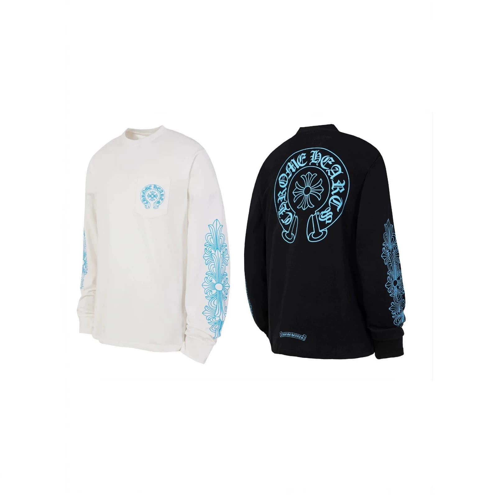 Cross-border Correct Version Chrome Hearts High-Quality Pure Cotton Men's Printed Long Sleeve T-Shirt Wholesale