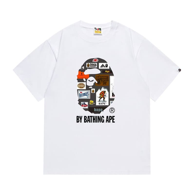 Long-term co-branded half-sleeved TEE tops, trendy brands for men and women, ape-head camouflage high-end loose short-sleeved T-shirts