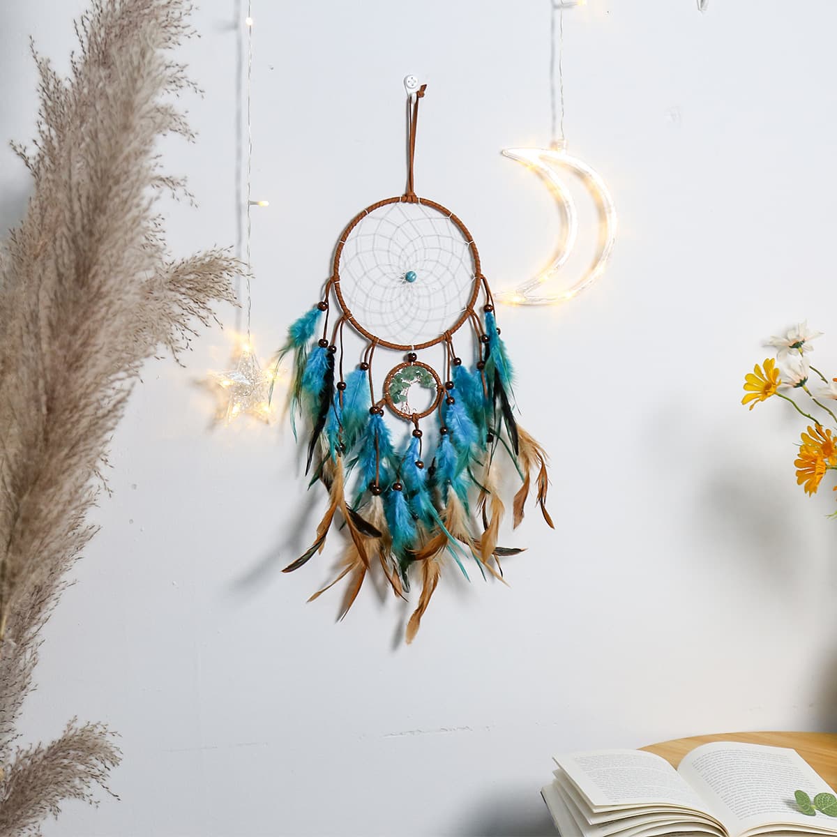 Vintage Dreamcatcher Pendant Natural Stone Tree of Life Dreamcatcher Hanging Decoration Room Decor Dreamcatcher Wholesale