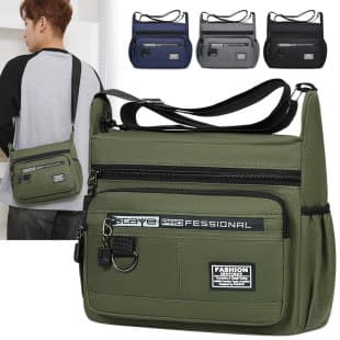 Five-Layer Multi-Pocket Men's Crossbody Bag, Large Capacity Business Bag, Men's Shoulder Bag, Waterproof Durable Backpack