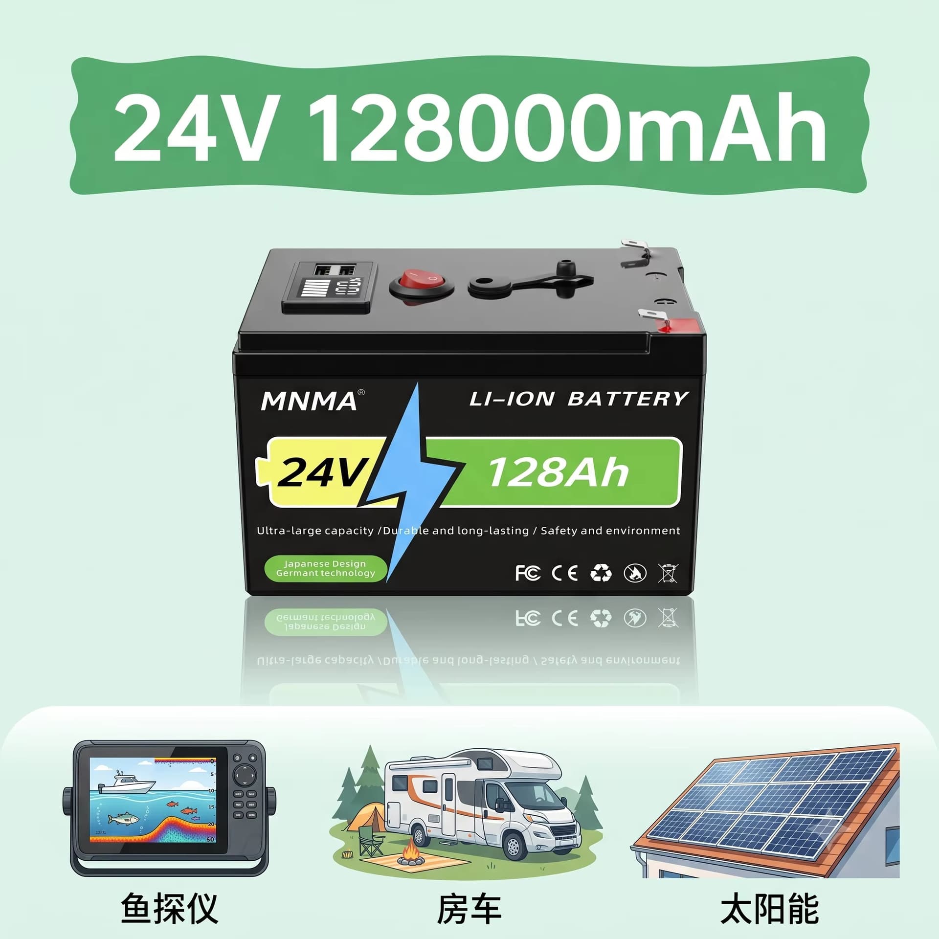 24V 120Ah High-Durability Lithium Battery Pack, 4000 Cycles, Home Energy Storage, Outdoor Power Supply, Rechargeable Battery