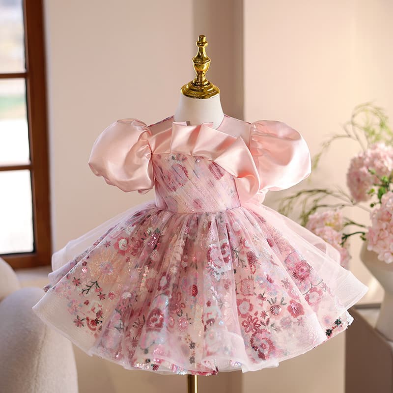 Children's princess dress light luxury flower girl wedding little girl party birthday first birthday catwalk piano performance small dress