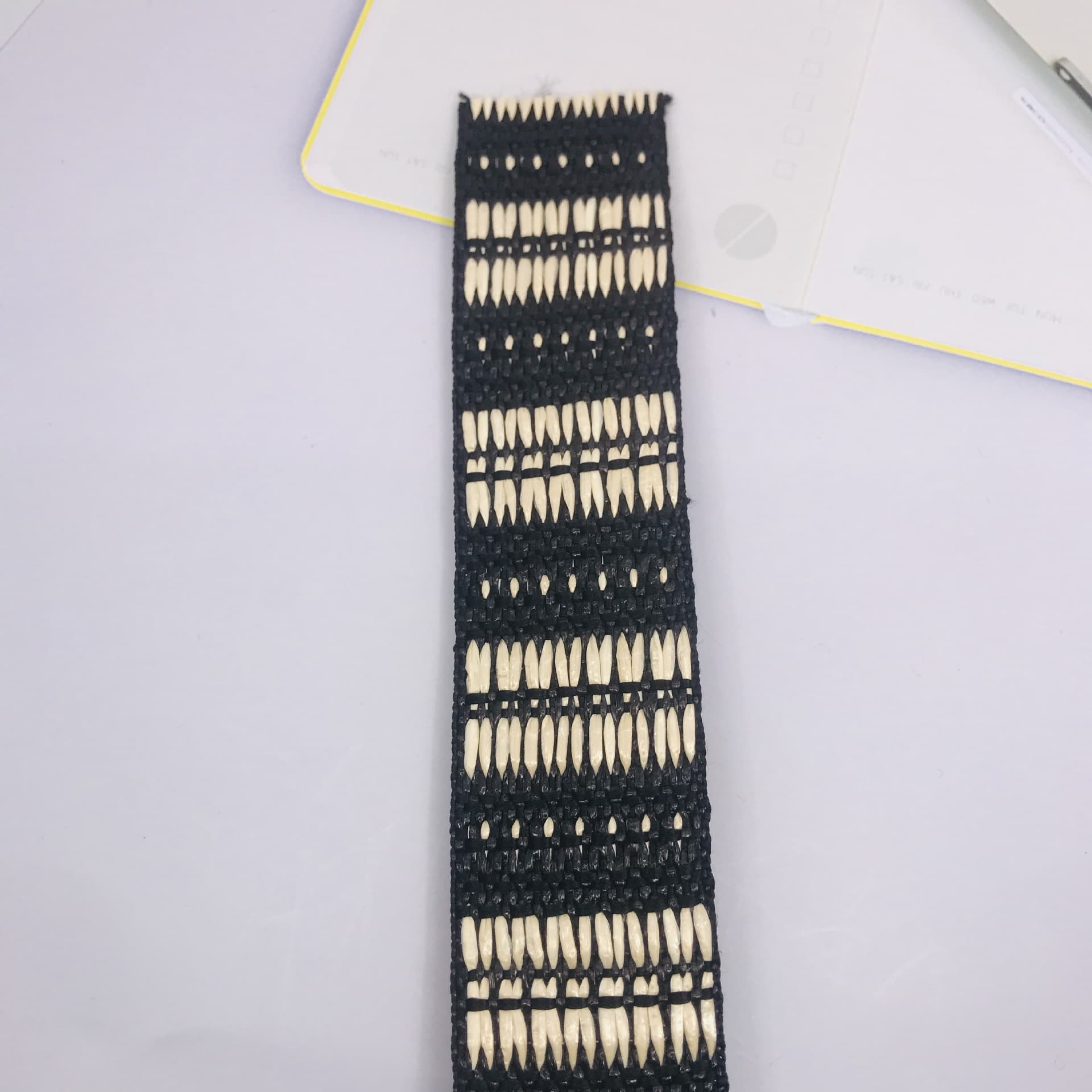 Manufacturer bulk supply black and white contrast woven vamp auxiliary materials sturdy and durable simple belt and strap weaving rope