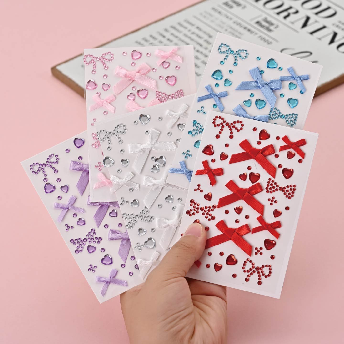 Face Sticker Ribbon Red Bow Concert Support Makeup Sticker Diamond Children's Stage Makeup Face Decoration Sticker