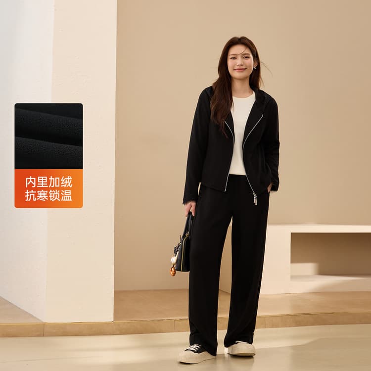 【Warm Winter Mocha】Fleece-Lined Thick Warm Two-Piece Set Xianlixiu Plus Size Women's Wear for Curvy MMs 2025 Winter New Arrival