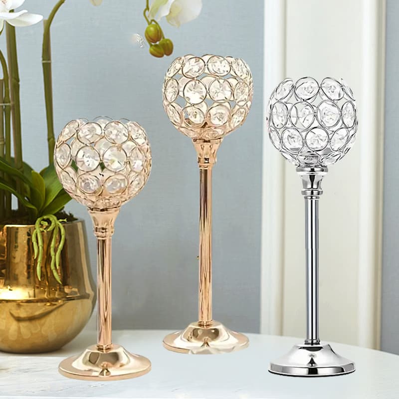 Cross-border Hot-selling European-style Creative Hollow Candle Holder Holiday Christmas Ornaments Wedding Decoration Metal Electroplated Candle Holder