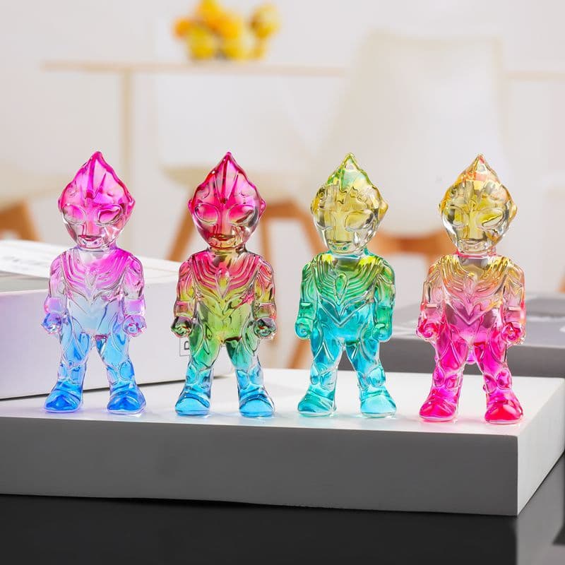 [New Product Wholesale] Glazed Ultraman Ornaments Boys' Gifts Tiga Zero Crystal Ultraman Models