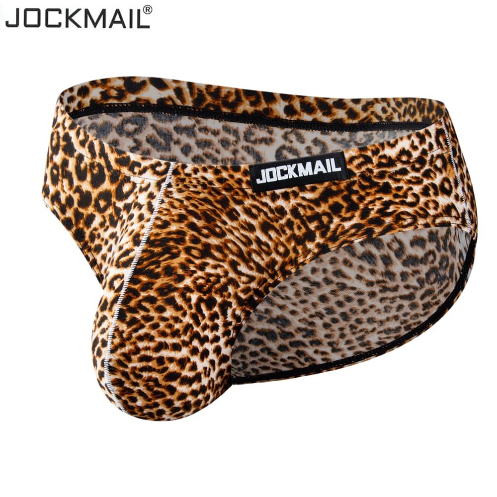 Sexy Leopard Snake Pattern Men's Underwear Large Pouch Triangle Shorts Breathable Antibacterial Nylon Low Waist Briefs