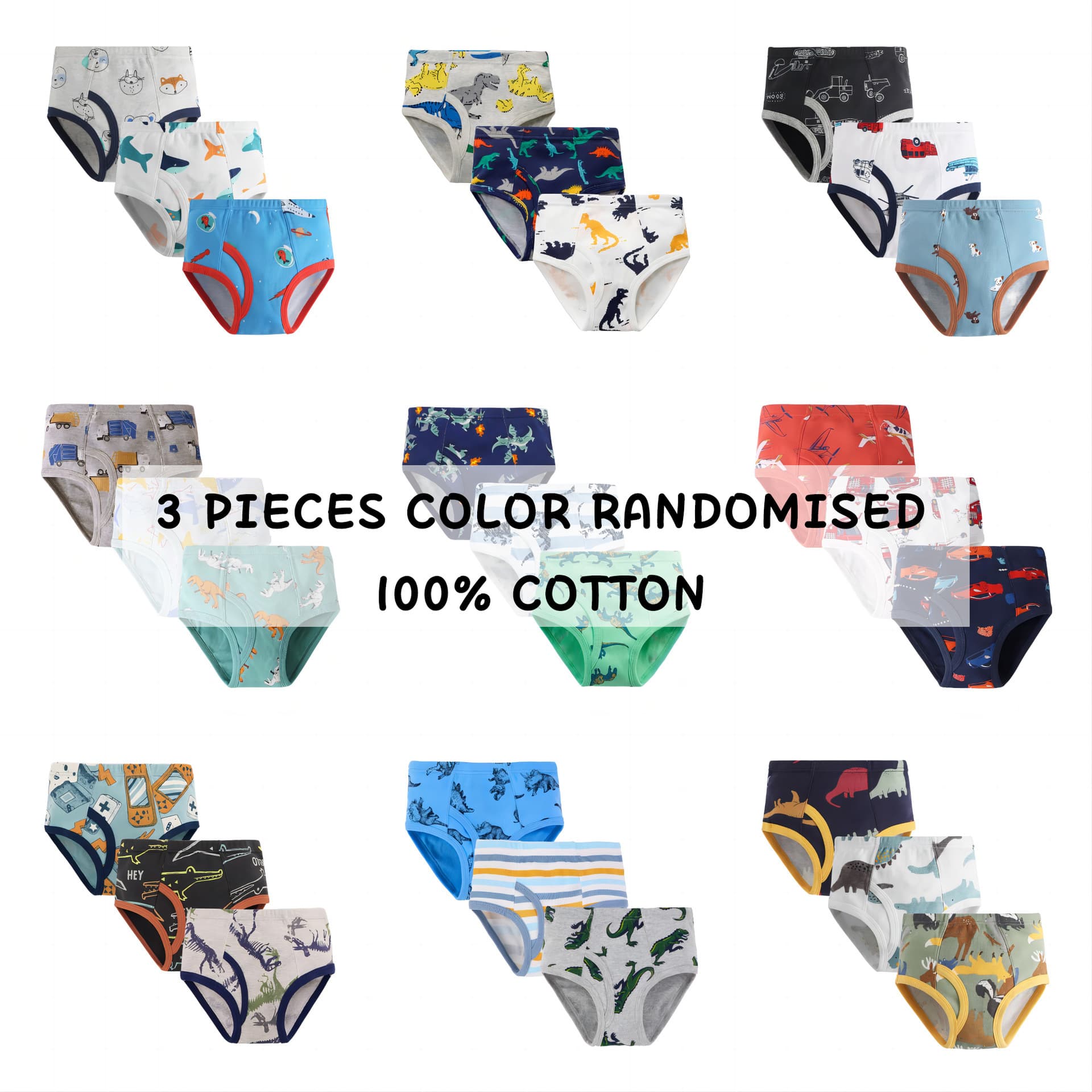Random Color Boys' Underwear Cotton European and American Style Toddler Boxer Briefs Dinosaur Baby Underpants Amazon Best Seller