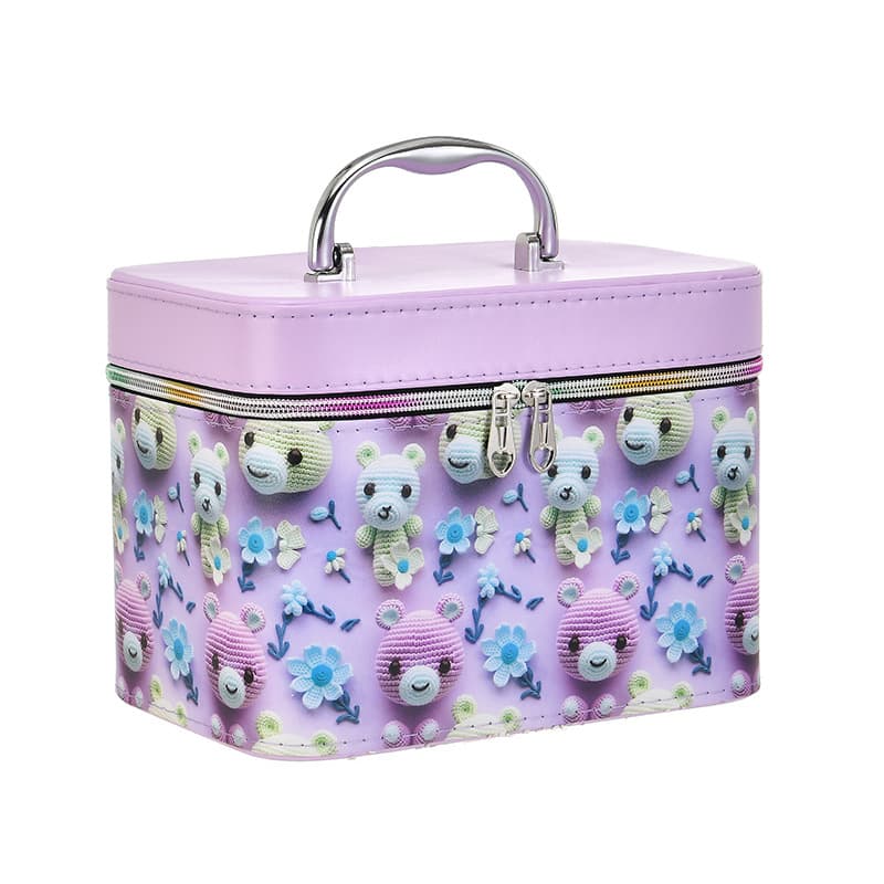 New Makeup Case 3-Piece Set Large Capacity Cartoon Korean Portable Makeup Case Handheld Skincare Storage Box