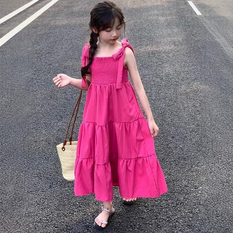 Girls Camisole Dress Summer Fresh Big Girl Vacation Style Beach Dress Children Summer Seaside Dress
