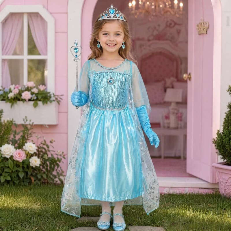 In Stock Direct Wholesale Elsa Dress Frozen Skirt Cosplay Children's Costume Baby Toddler Dress