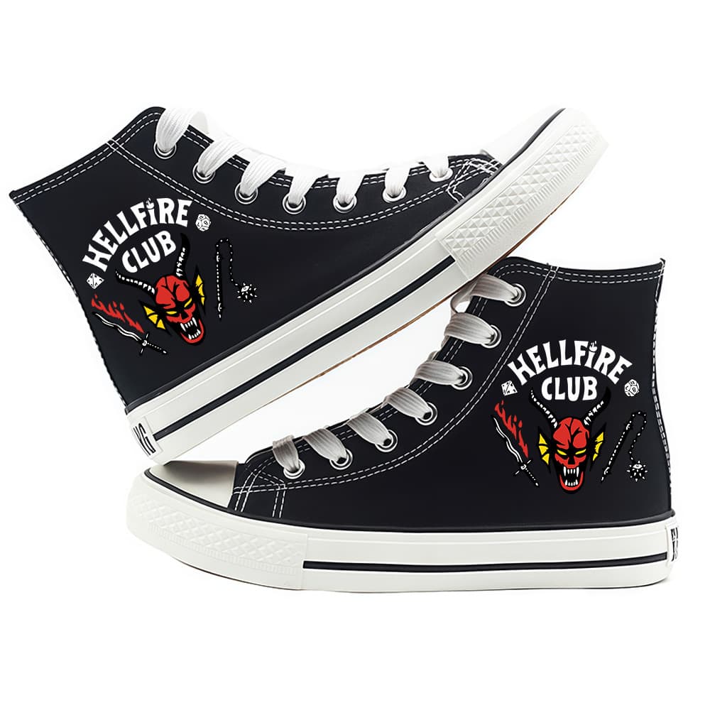Stranger Things Printed Canvas Shoes, Unisex Student Skate Shoes, Fashion Cartoon Couple High-Top Sneakers