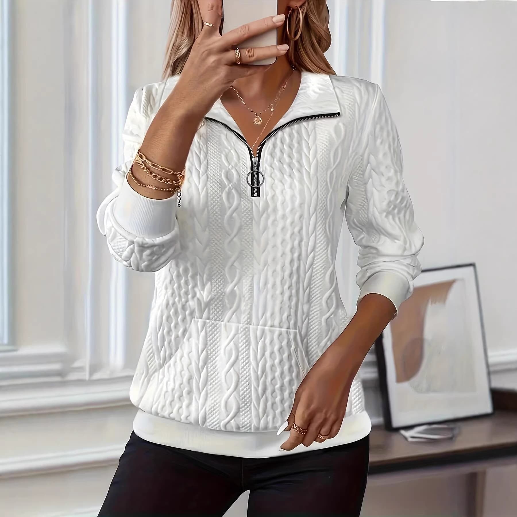 2025 new cross-border supply women's sweatshirts autumn and winter quilted sweatshirts for women zipper sweatshirts for women autumn and winter outerwear
