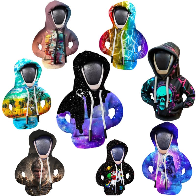 Cross-border car gear shift covers, gear lever decorations, creative hoodie protectors, anti-sweat gear shift clothing.