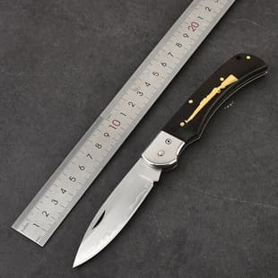 Damascus Steel Folding Knife with San Mai Steel, Outdoor Folding Forged Fruit Knife, High Hardness Pattern Steel Knife, Collectible Knife