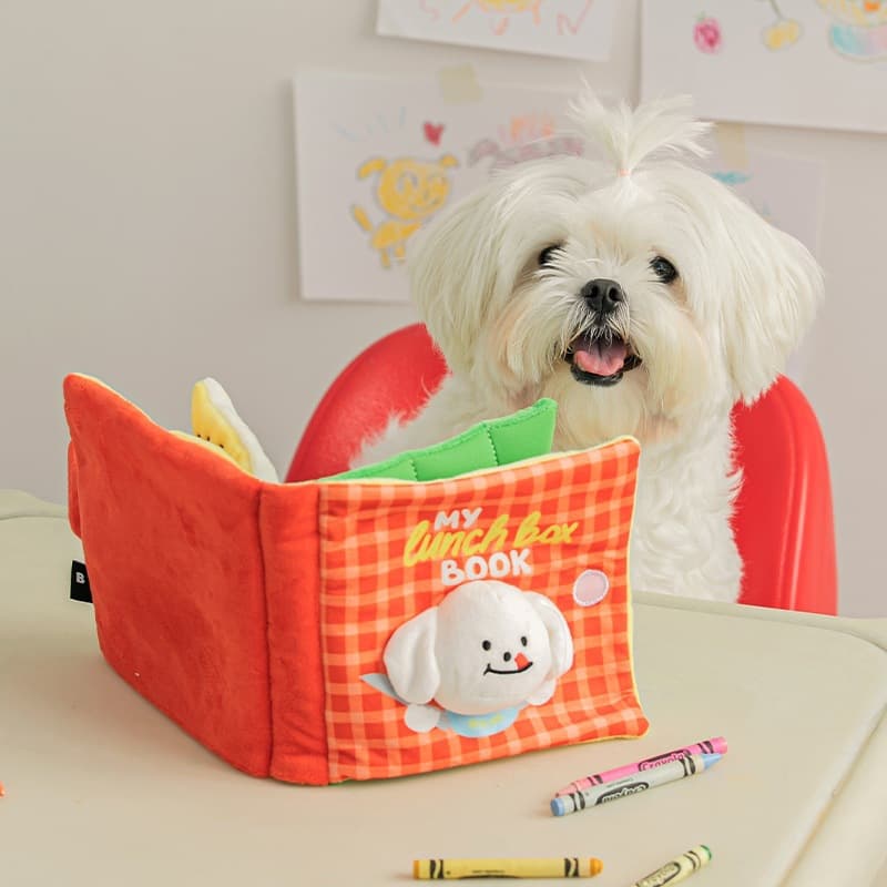 Pet Snuffle Book Hide and Seek Treat Dispensing Puzzle Dog Toy Book, Interactive Boredom Relief Toy for Dogs and Cats, Red Book Blue Book