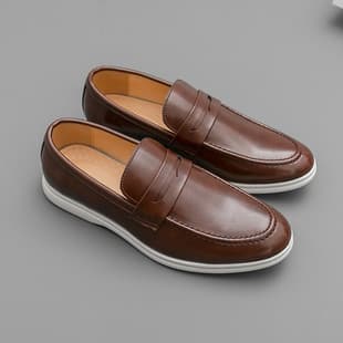 Cross-border Driving Loafers Men's Business Casual Shoes British Slip-on Leather Shoes Big Size Penny Loafers