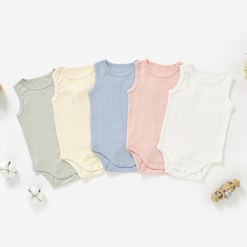 Cross-border European and American Style Cotton Baby Romper Thin Baby Sling Onesie Simple Solid Color Short Crawl Suit
