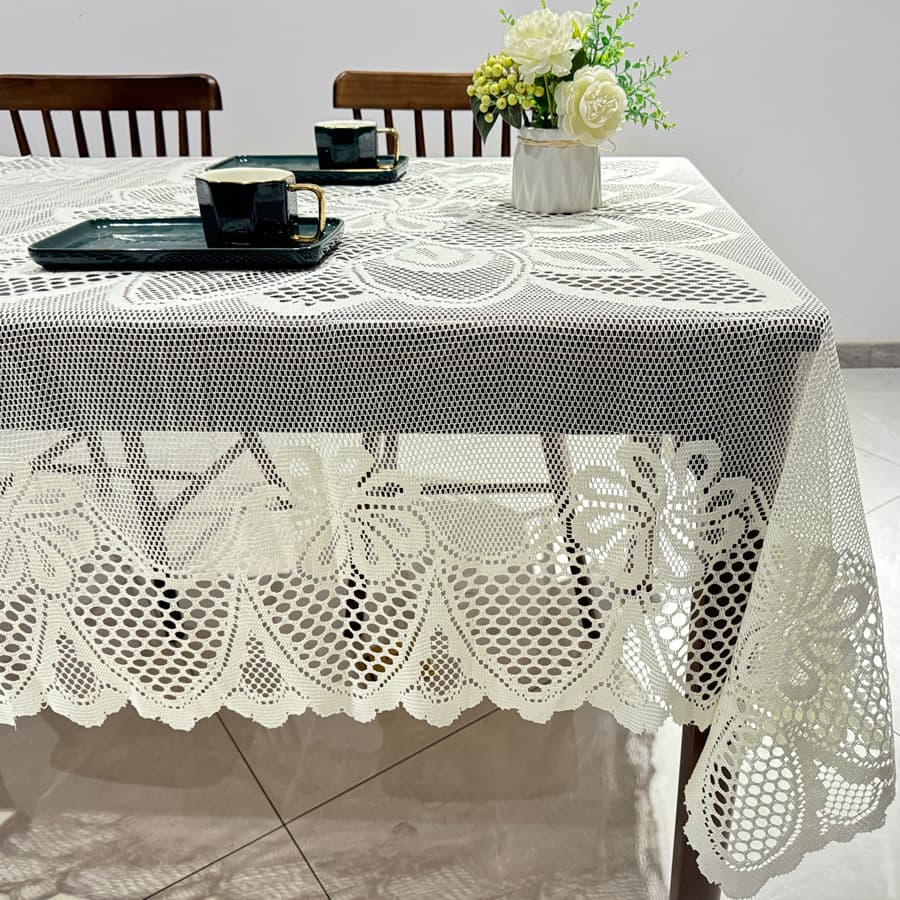 Elegant Floral Lace Tablecloth Square Hollow Polyester Kitchen Buffet Holiday Party Wedding Western Tablecloth