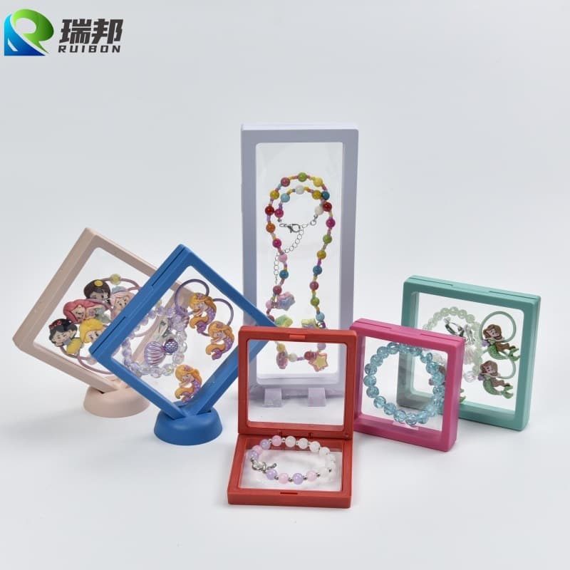 Colorful PE film suspension box jewelry box small commodity badge ring bracelet storage dust-proof jewelry box