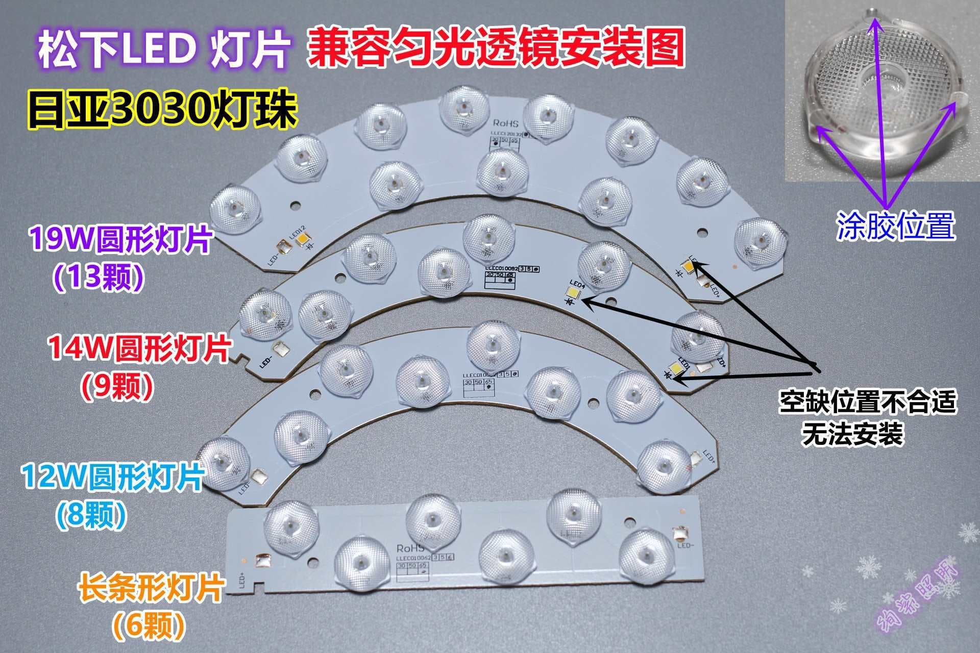 LED 3030 light sheet/5630 light strip/2835 compatible uniform light lens, 10 pieces