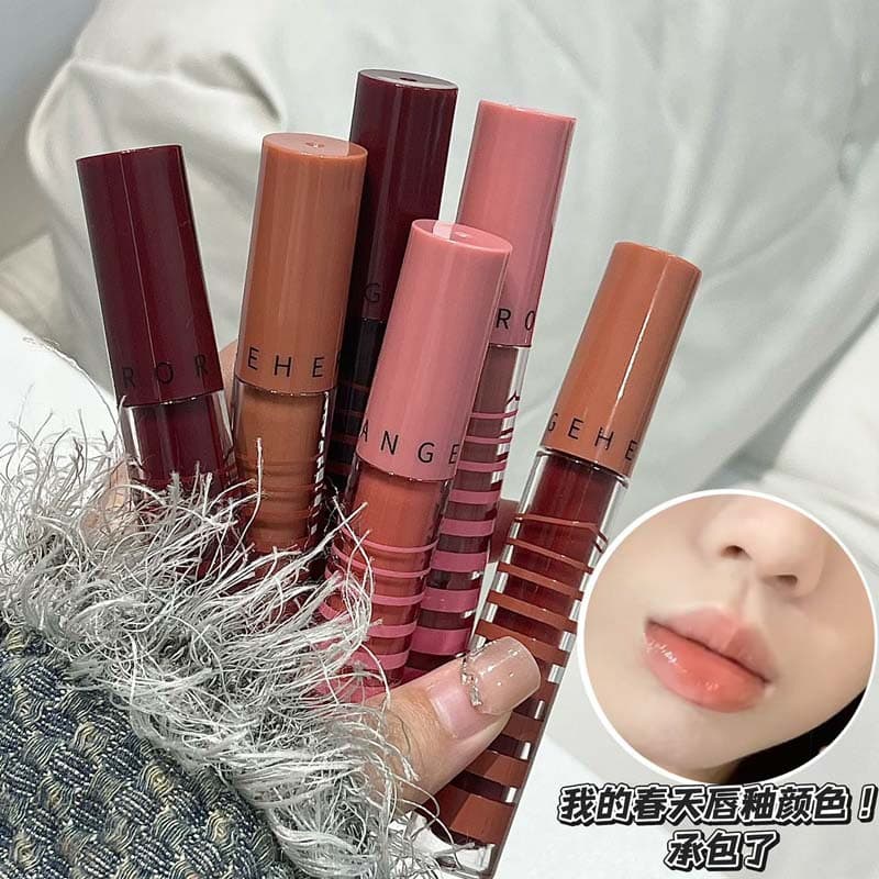 HERORANGE~ Ice-transparent mirror lip glaze, moisturizing, water-glossy and dazzling glass lips, pure whitening lipstick and lip gloss