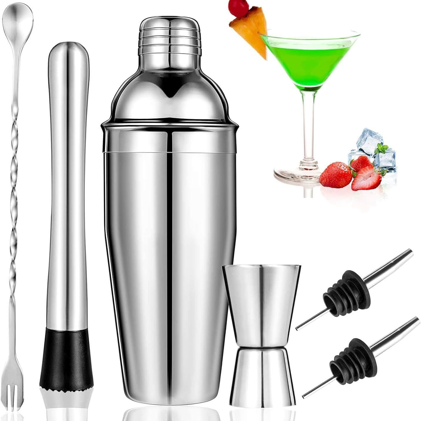 Cross-Border Stainless Steel Bartender Set Six-Piece Set 750ml Shaker Cup Three-Stage Bartender Complete Tool Set