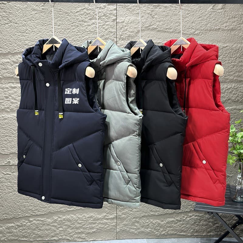 Custom cotton vest, 2024 winter new style, trendy men's cotton vest, couple's outfit, outerwear, printed with brand logo.