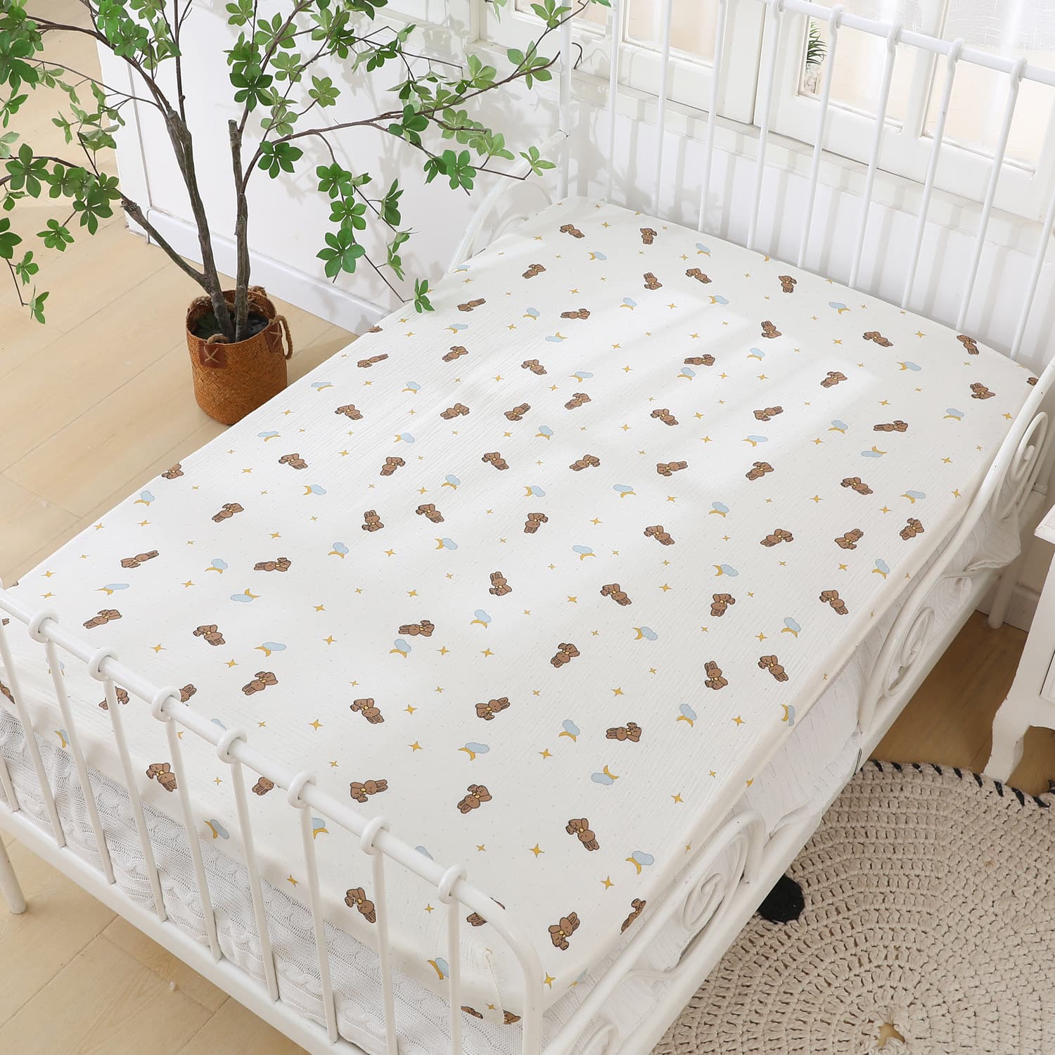 Baby crib fitted sheet, pure cotton sheet cover, mattress, interlocking bed, bedding category, infant and toddler bed, breathable, infant and toddler E18
