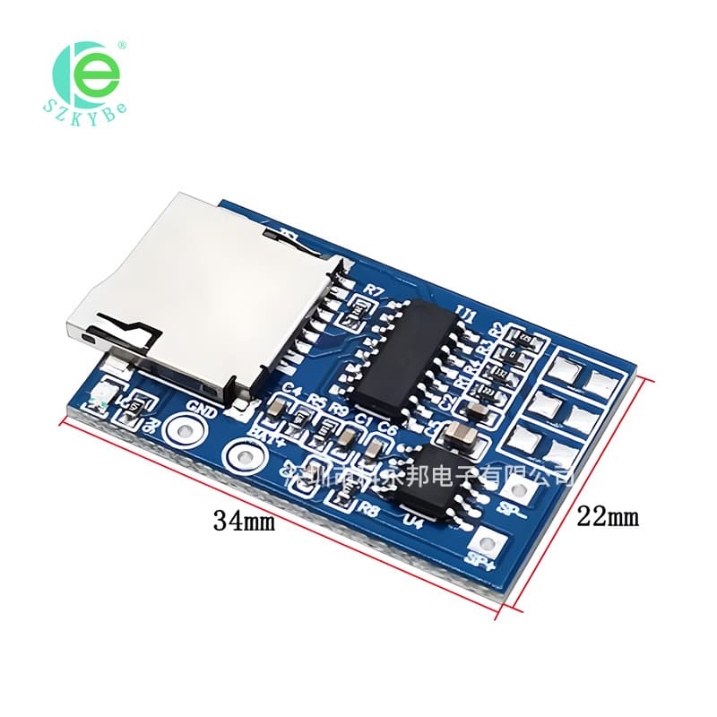 MP3 Decoder Board TF Card Decoding Module with 2W Mixed Mono, Memory Playback, Power Supply 3.7V 5V