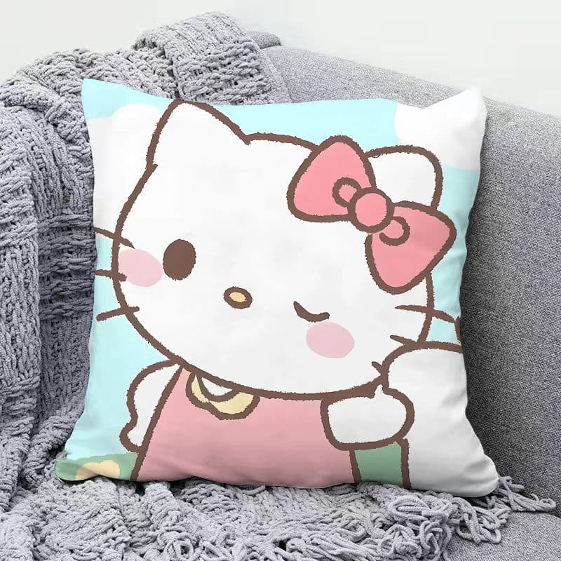 Hello Kitty Plush Pillow Cute Cartoon Girl Heart Cushion for Living Room Sofa Office Nap Backrest