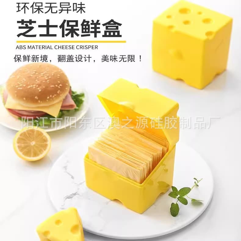 ABS cheese crisper kitchen flip-top cheese box refrigerator crisper cheese packaging storage box factory ready stock