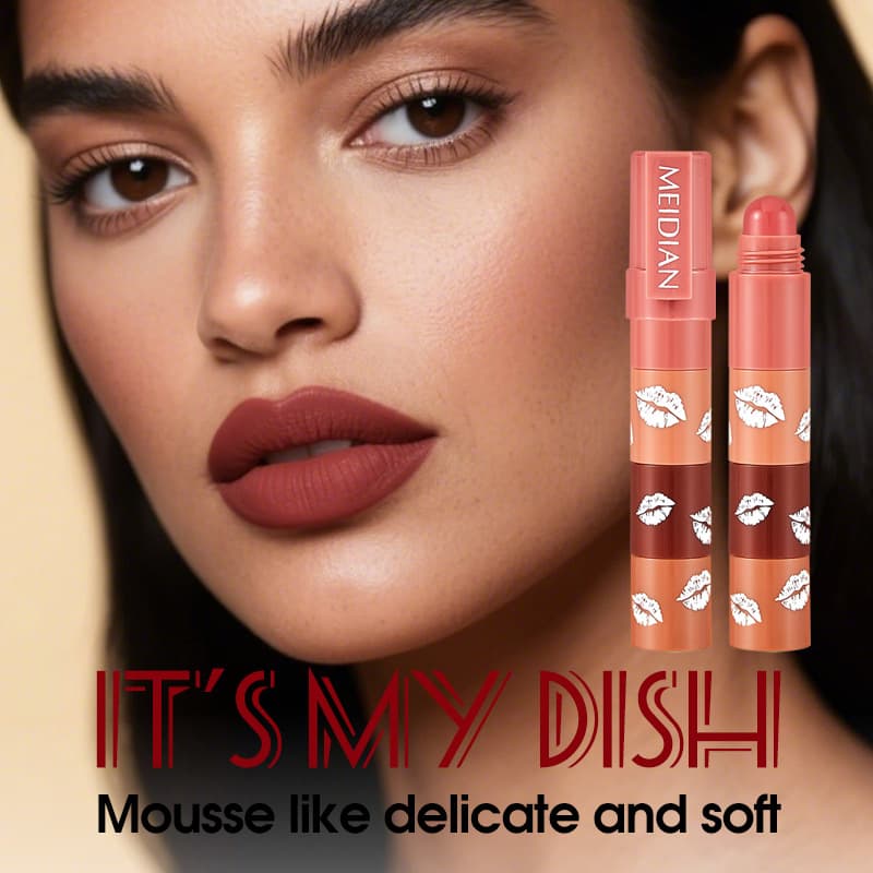 Cross-border exclusive supply Meidian 4-in-1 lipstick, whitening, affordable, student-friendly, niche lip balm, lip gloss, matte lip makeup, multi-color wholesale