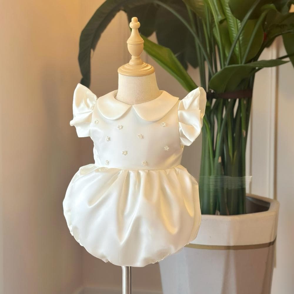 Baby Girl Birthday Dress, First Birthday Outfit, High-End Summer Romper with Flutter Sleeves for 100-Day Celebration and Full Moon Party