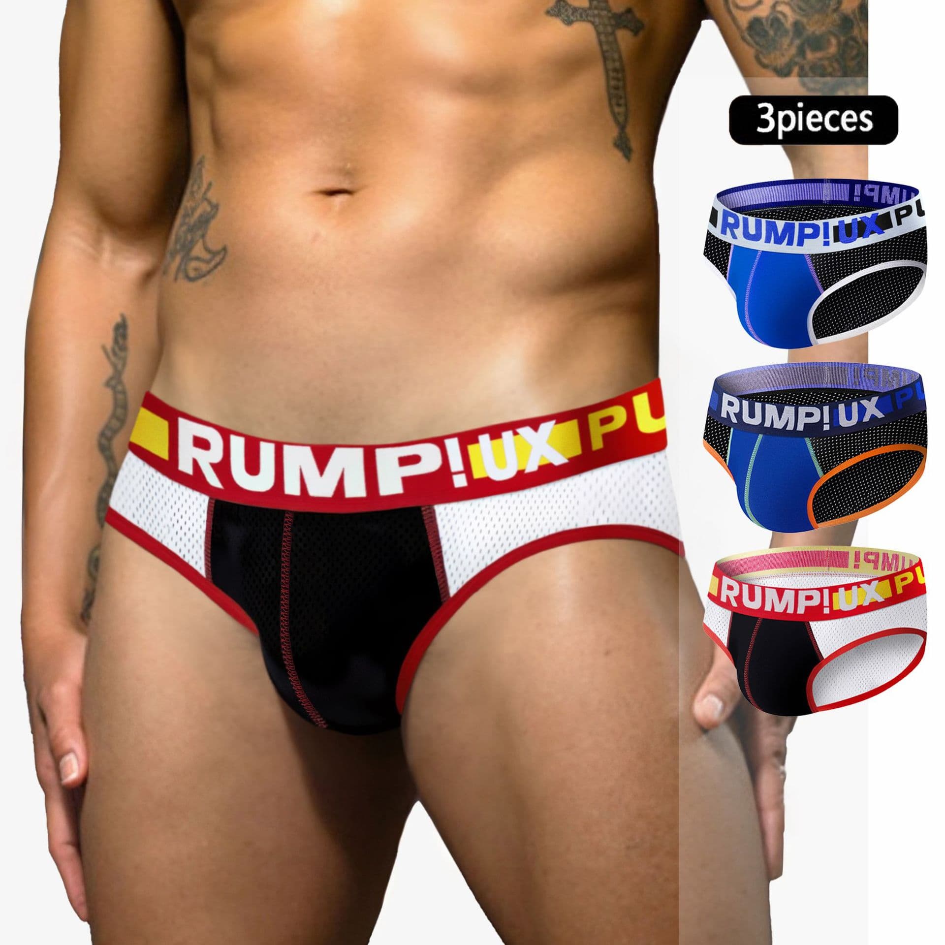 3-Pack JOCKMAIL Best-Selling Men's Cotton Briefs, Mesh Breathable Sports Underwear
