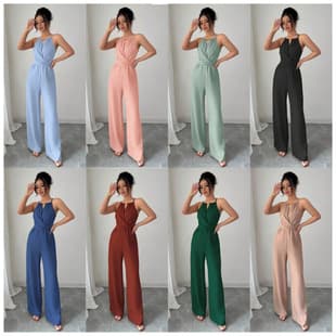 2026 New European and American Cross-Border French Halter Neck Elegant Jumpsuit