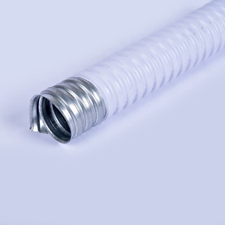 White PVC-Coated Metal Flexible Conduit, Flame Retardant Wire and Cable Protective Conduit, Waterproof Corrugated Wiring Duct