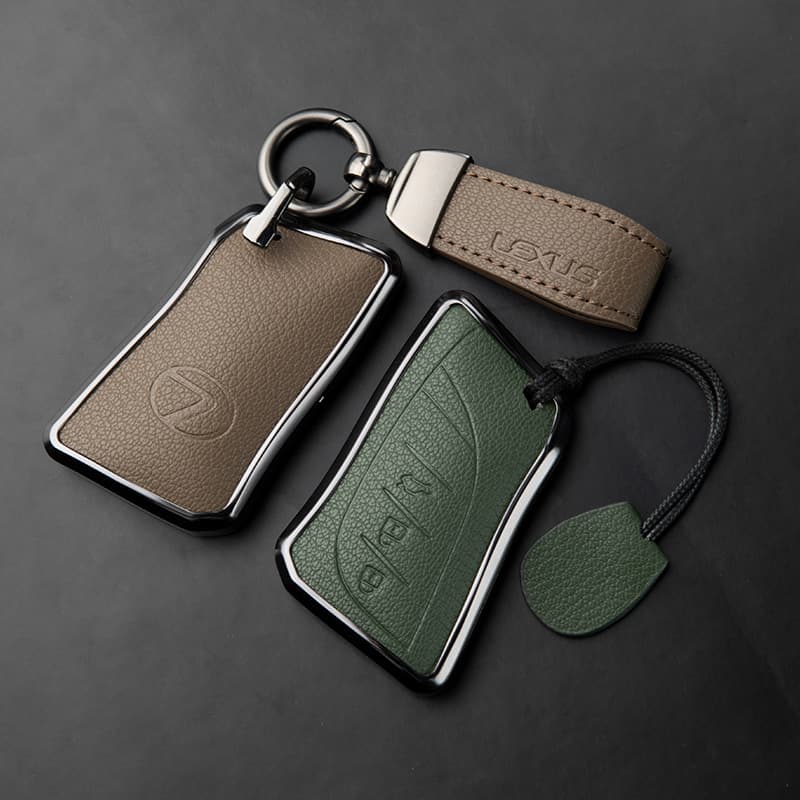 Lexus Key Case Cover for ES300h, ES200, UX260h, LS500h, Premium Genuine Leather Metal Shell Buckle