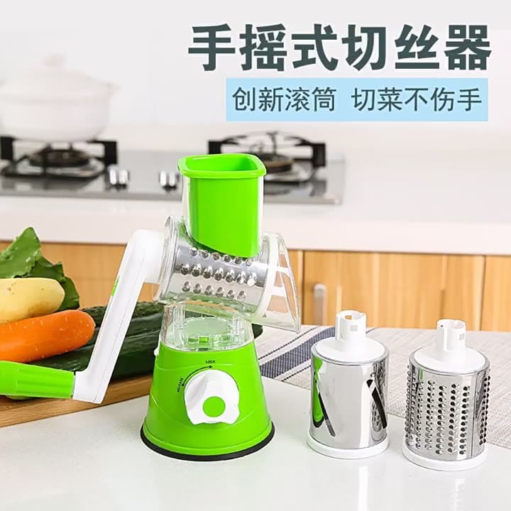 Home kitchen shredder, grater, vegetable cutting machine, manual vegetable slicer, multi-functional rolling cylinder cutter.