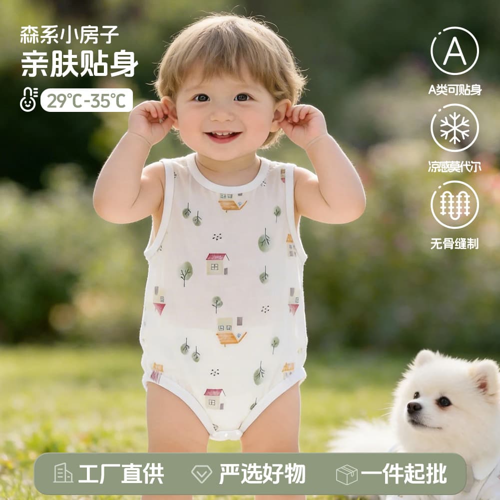 Summer Baby Bodysuit Vest, Thin Modal Triangle Romper, Infant Summer Clothes