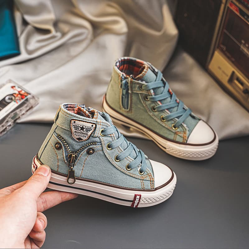 Boys' Shoes Spring/Autumn 2025 New Trendy Children's Denim Canvas Shoes Girls' Plimsolls Kindergarten Indoor Shoes