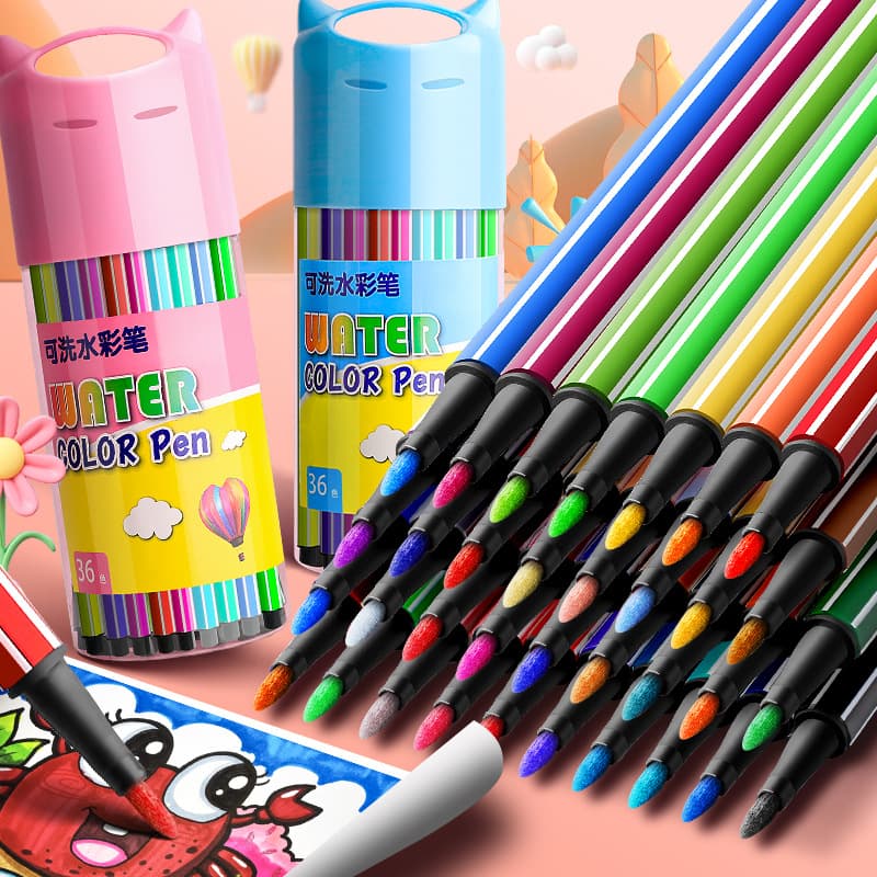 Watercolor Pens Colored Drawing Set, Specifically for Children, Kindergarten, Elementary Students, Washable 24/12/36 Colors