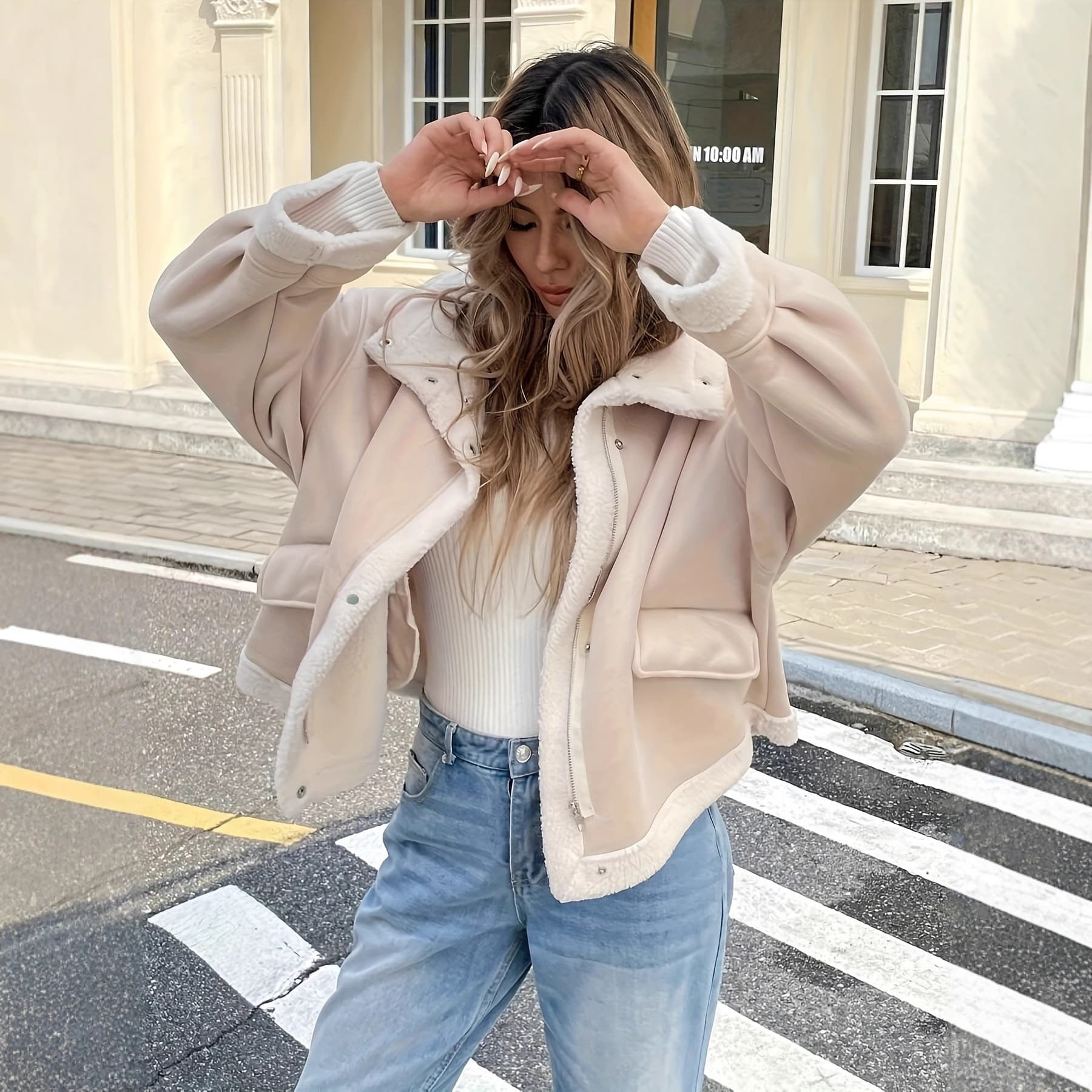 2025 European and American Fall/Winter New Jacket Warm Faux Shearling Short Coat