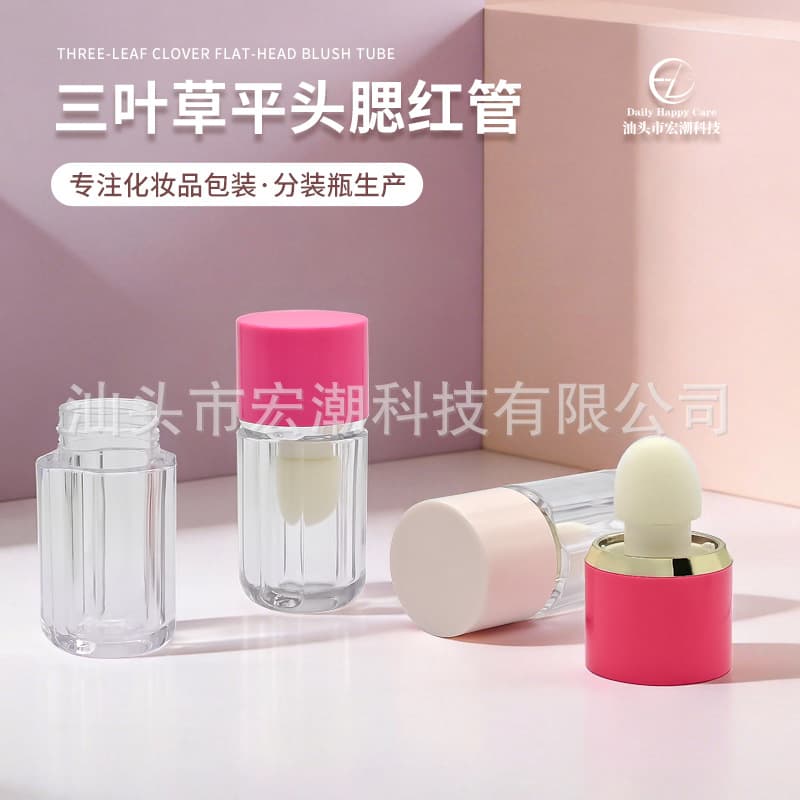 Customized round cap three-sided lip glaze tube lipstick empty tube lip gloss tube cosmetic lip and cheek liquid blush bottle makeup packaging material